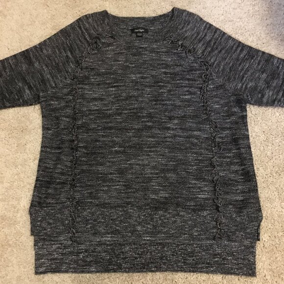 Lord & Taylor Salt and Pepper Cotton Blend Fringed Sweater - Large - Picture 11 of 16